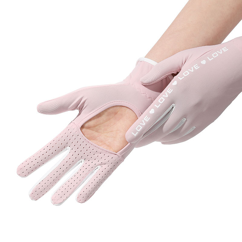 女夏新款防曬手套冰涼透氣掌心鏤空防紫外線手套戶外騎行辛集手套