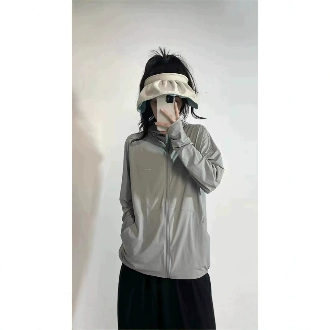 Ледяной шелк, солнцезащитная одежда, женская летняя тонкая одежда 2025 года, новая свободная уличная дышащая универсальная солнцезащитная одежда, куртка-кардиган