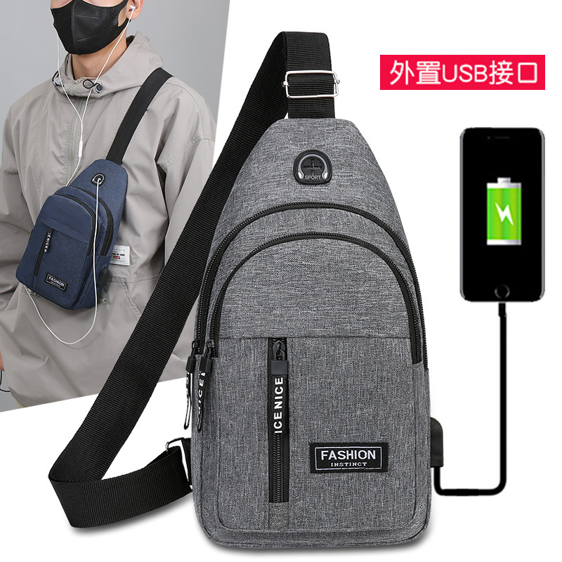 Cross-border small chest bag for men, phone bag, casual versatile sports travel chest bag, trendy single shoulder bag, multifunctional crossbody bag