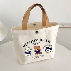 新しいクマのキャンバスバッグ、多用途ハンドバッグ、女子学生弁当バッグ、シンプルなハンドバッグ、サラリーマン弁当バッグ