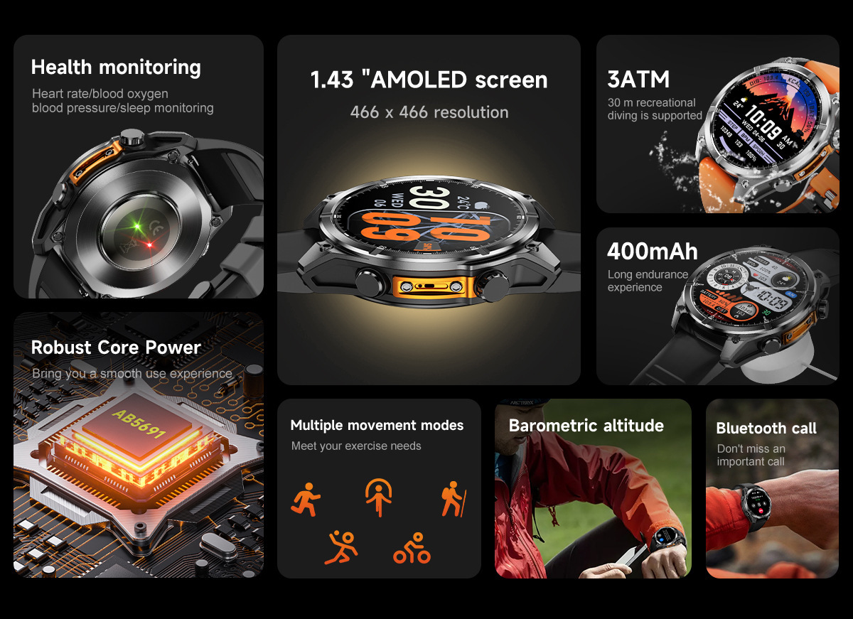 Vd40 Pro Smart Watch Bluetooth Calling Fitness Tracker Heart Rate_voghion.com