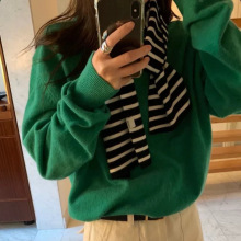 现货 2025冬季新款韩国东大门le*obe纯色简约V领套头长袖针织毛衣