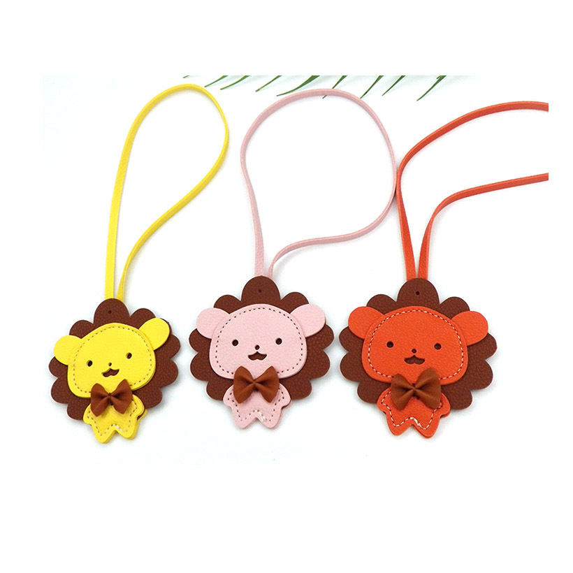 Nouveau porte-clés INS Lion Petit Ours Accessoires de sac Tête d'animal Pendentif de sac à dos en cuir_voghion.com