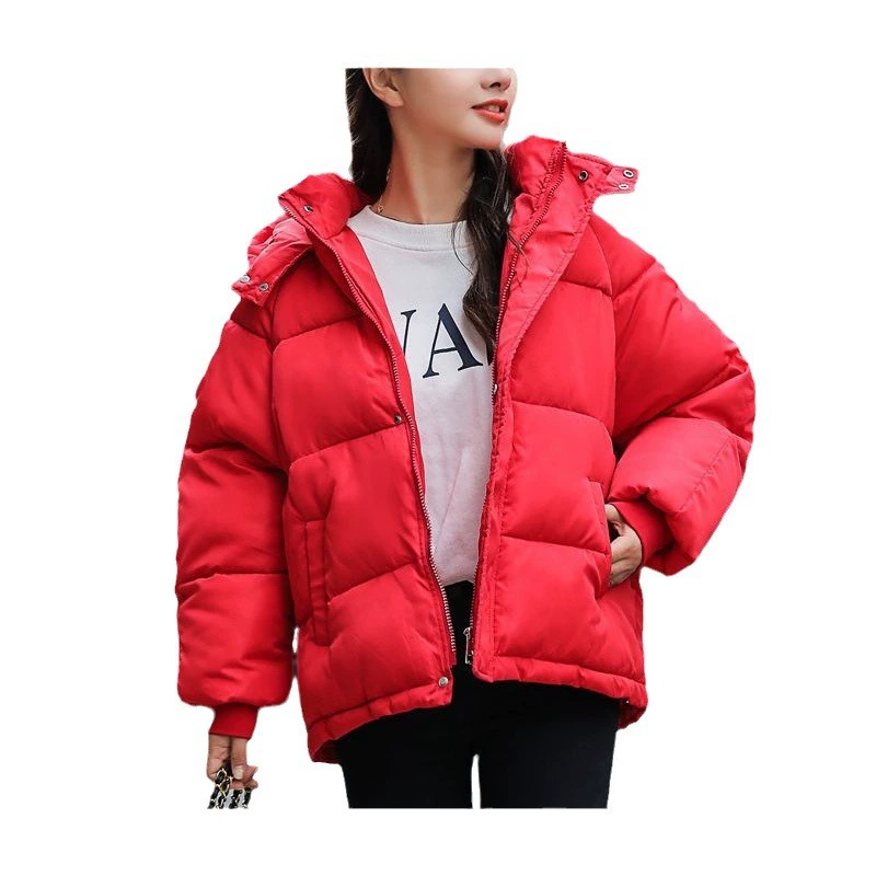 Короткая пуховая куртка, женская oversize свободного кроя, толстый утепленный капюшон зимнее пальто