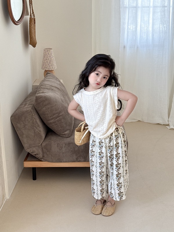 女の子ベストセット 2025 新しい女の赤ちゃん韓国スタイル薄い夏花柄防蚊パンツ 2 点セット|undefined