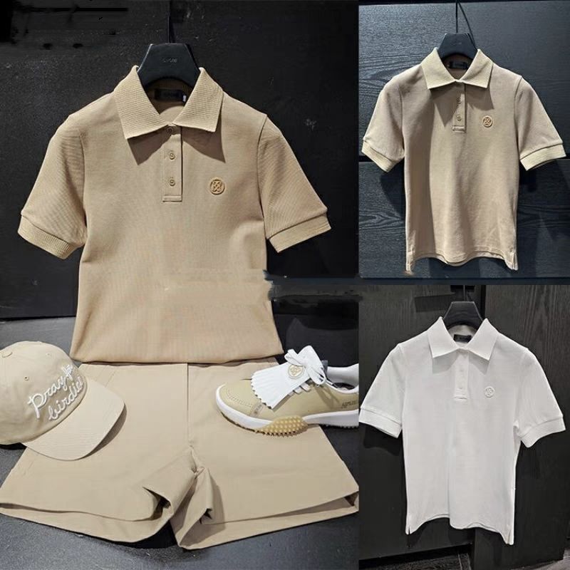 Korean Golf Clothing Women's Golf Uniform Golf Logo Lapel Pure Color Classic Versatile Casual Sports Short-Sleeved T-Shirt