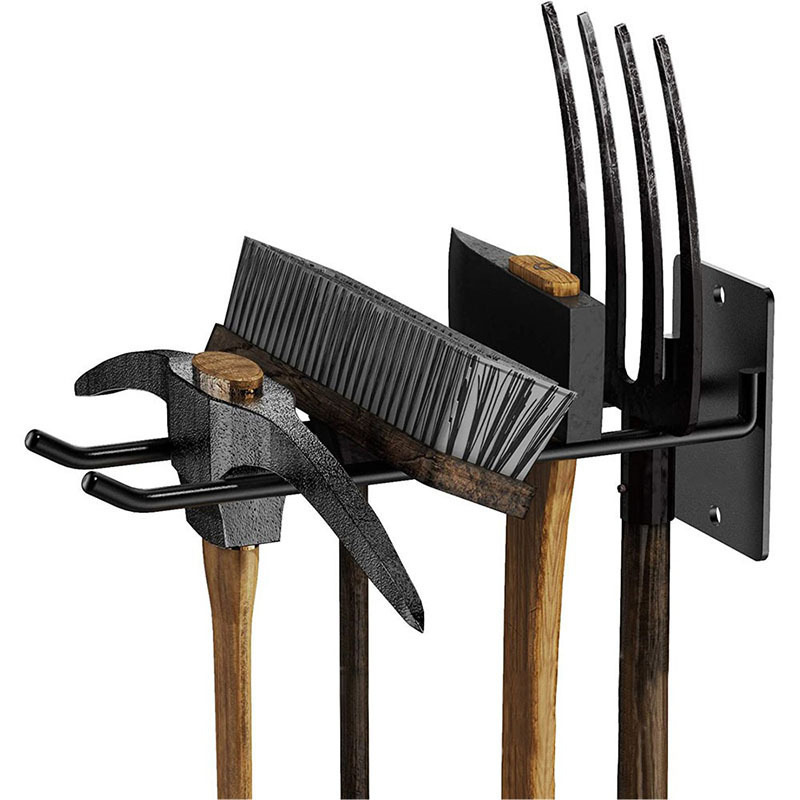 美式铁质园林工具展示壁挂式收纳架墙上铲耙子扫帚软管铁锹收纳架