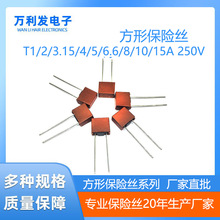 塑封方形保险丝T1/2/3.15/4/5/6.3/8/10/15A250V慢熔392长短脚