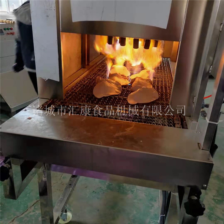 汇康制造猪脑袋旋转式烧毛机,羊蹄,牛蹄连续除毛成套流水线