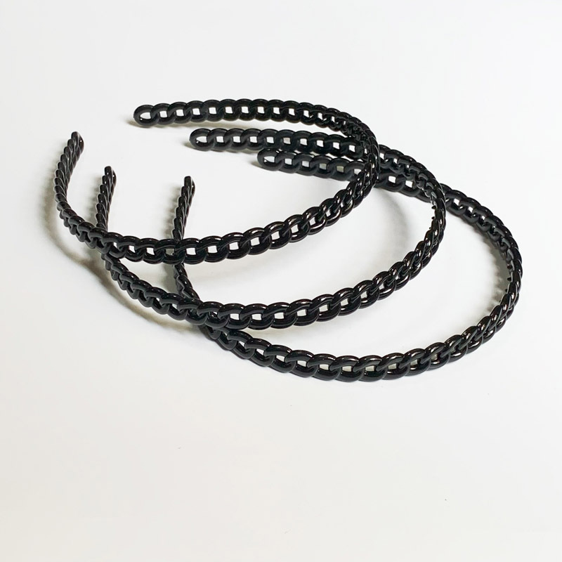 1CM de ancho diadema cadena negro simple diadema dentada antideslizante hombres y mujeres diadema horquilla hecha a mano DIY accesorios para el cabello