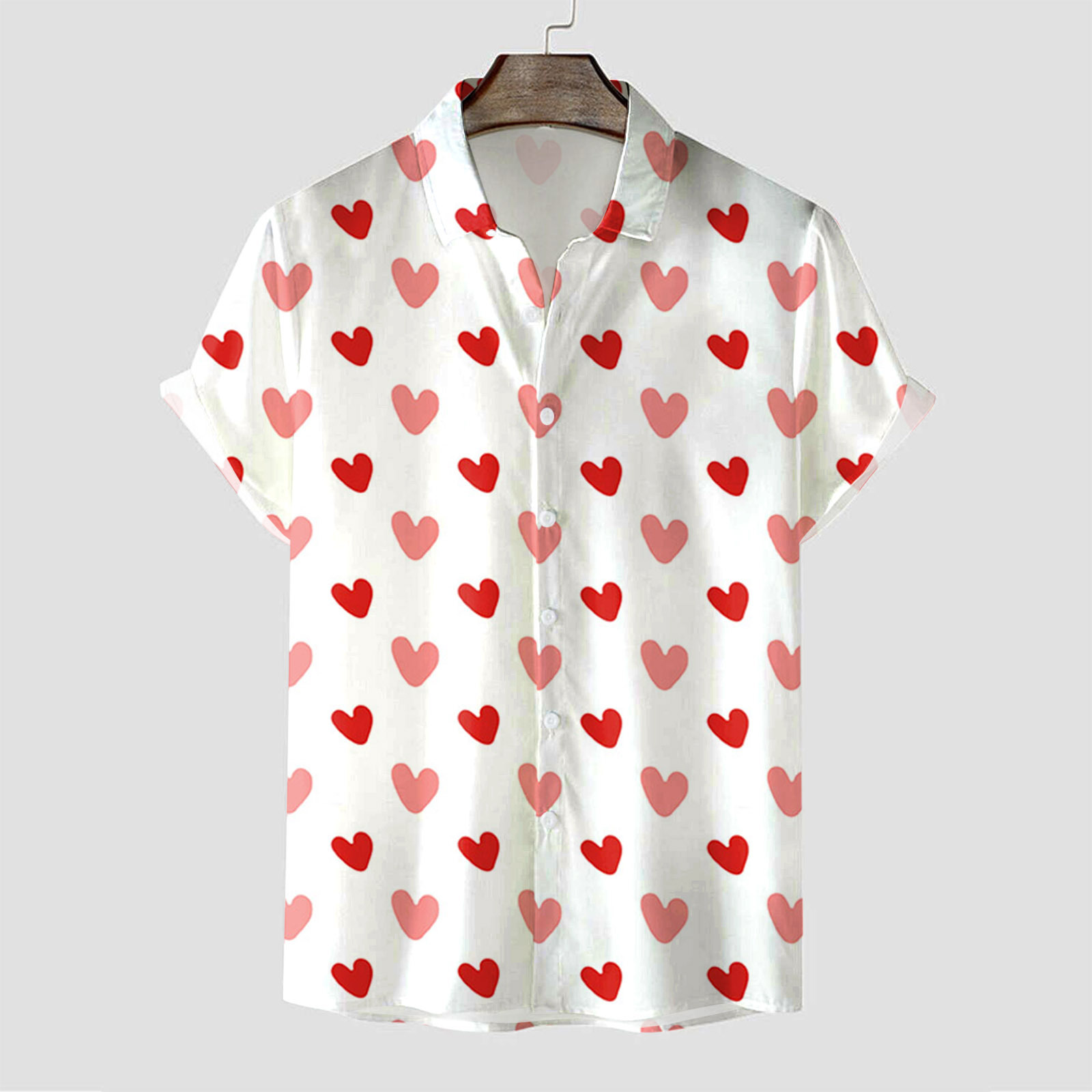 Chemise homme à manches courtes avec impression numérique 3D sur tous les côtés, chemise Saint Valentin_voghion.com