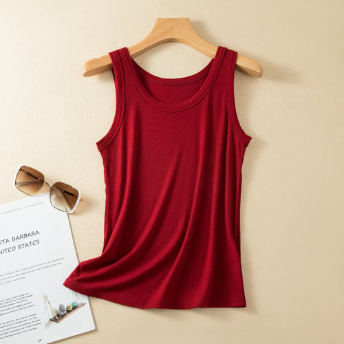 Modal spaghetti strap vest women's spring/summer thin slim-fit versatile base shirt ribbed knit top for a slimming effect single-piece top