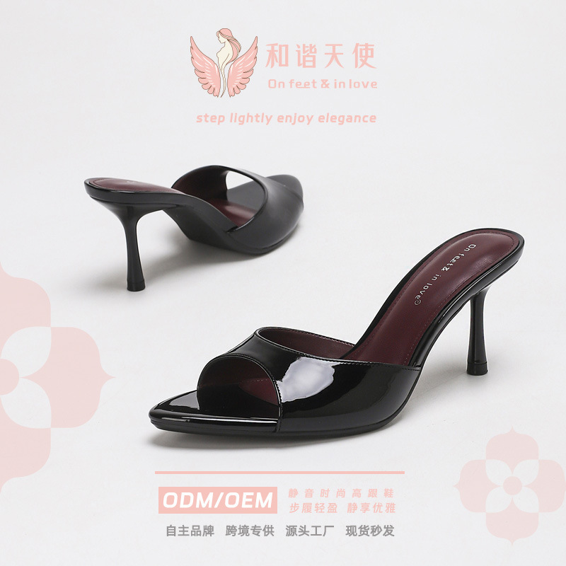 Pointed Toe Open-Toe High-Heeled Sandals for Women, Stiletto Heels, Simple One-Strap Champagne-Colored Peep-Toe High-Heeled Slippers, Cross-Border Supply Pointed Toe Open-Toe High-Heeled Sandals for Women, Stiletto Heels, Simple One-Strap Champagne-Colored Peep-Toe High-Heeled Slippers, Cross-Border Supply