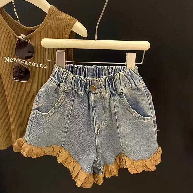 Fashionable universal vest with letters, denim skirt, shorts, trousers, summer clothing, set, western style, internet celebrity