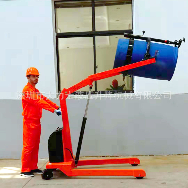 半电动油桶投料车 电动单臂投料机 YL300 油桶堆高翻转车