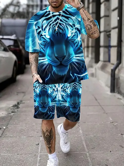 2025 nuevo producto Amazon nuevo estilo europeo y americano casual transfronterizo manga corta cuello redondo camiseta pantalones cortos traje ME5 MA04