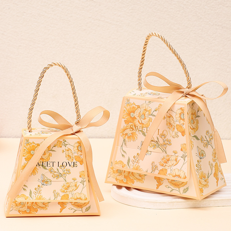 Caja de dulces de boda regalo de mano caja de dulces avanzada caja de dulces de lujo ligero caja de dulces de compromiso caja de dulces de boda portátil boda de dulces