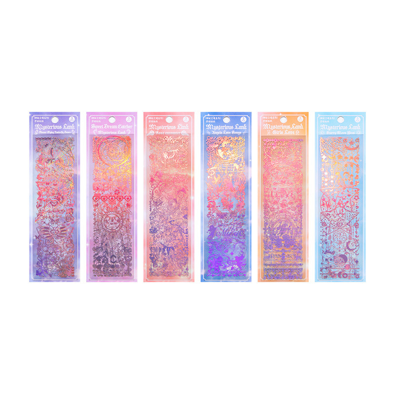 Misteriosa tierra serie vintage caliente plata láser pegatinas DIY diario decoración material impermeable PVC papelería pegatinas