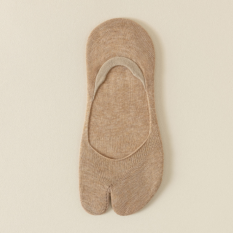 Calcetines de dos dedos Calcetines de verano para mujer, transpirables y absorbentes de sudor, calcetines invisibles de boca baja, calcetines antideslizantes de silicona finos