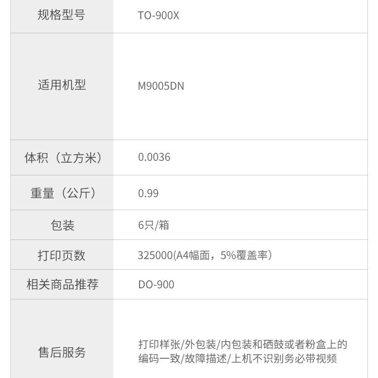 Cartucho de tóner (TO-900X) 33500páginas aplicable a la impresora P9502DN M9006DN