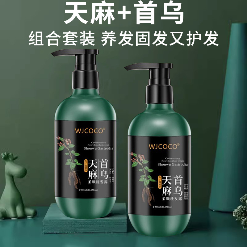 Ouhilan Pure Plant Ginkgo Biloba and Polygonum Multiflorum Shampoo for Turning White Hair to Black, Oil Control, Volume, and Dandruff Removal WJCOCO