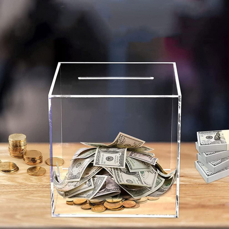 Money Box Adult Piggy Bank Transparent Acrylic Unopenable Money Saving Bank Currency Bank Savings Coin Jar