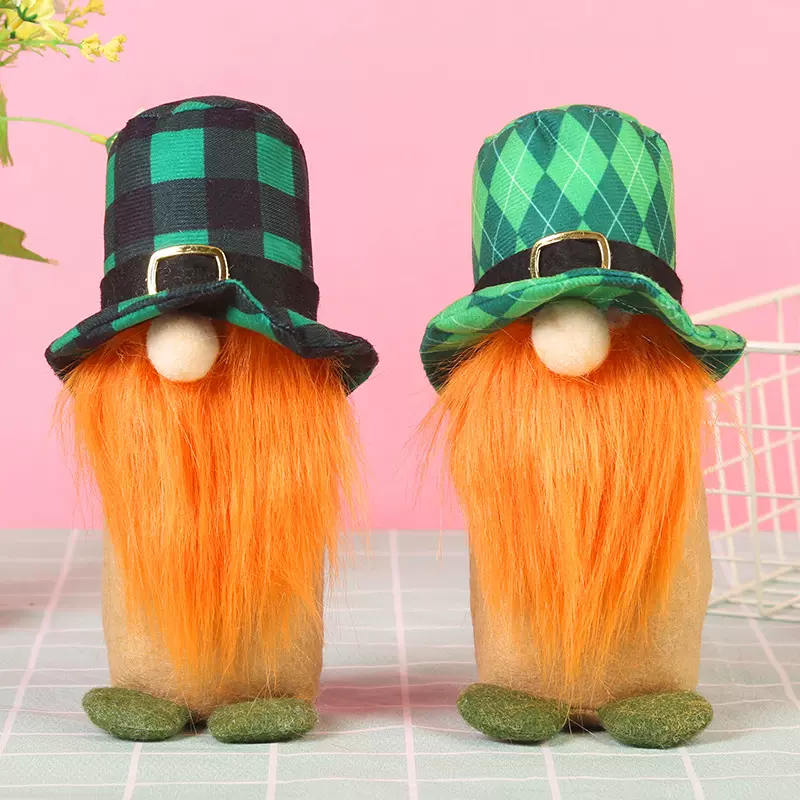 巧鼎跨境圣帕特里克节装饰品爱尔兰节高帽公仔摆件家居节日装饰
