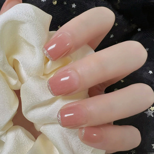 Fake Nail Patch Removable Short Bean Sand Gradient Glitter Gentle Temperament Nail Patch Wear Nail Patch Nail Patch