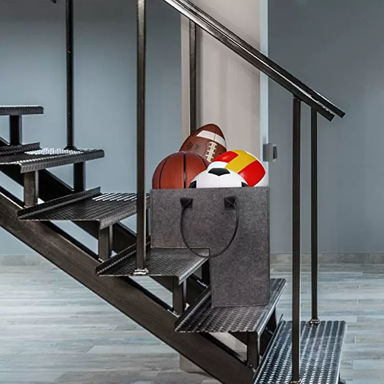 大容量手提楼梯篮毛毡收纳筐L型通用阶梯包脏衣杂物整理储物箱