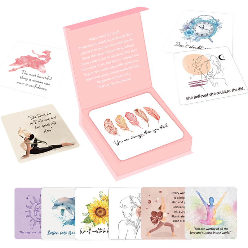 Cross-Border New Product Encouragement Card Set 50 European and American Women's Positive Affirmation Ins English Cartoon Inspirational Greeting Cards Cross-Border New Product Encouragement Card Set 50 European and American Women's Positive Affirmation Ins English Cartoon Inspirational Greeting Cards
