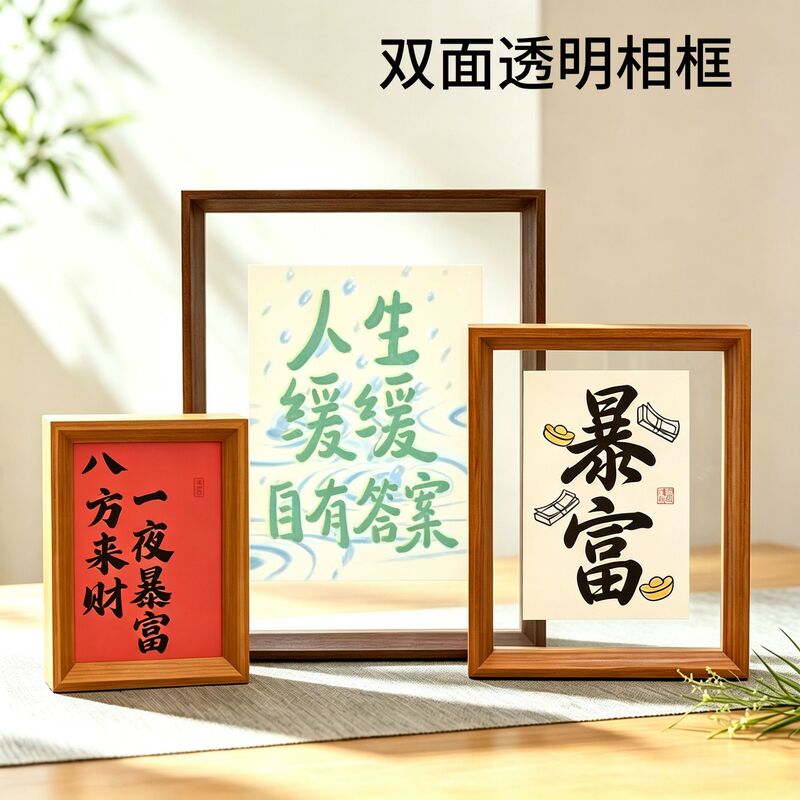 Double-sided transparent photo frame made of acrylic organic glass 6inch 7inch calligraphy wall sticker photo mounting frame for display, can be placed or hung Double-sided transparent photo frame made of acrylic organic glass 6inch 7inch calligraphy wall sticker photo mounting frame for display, can be placed or hung