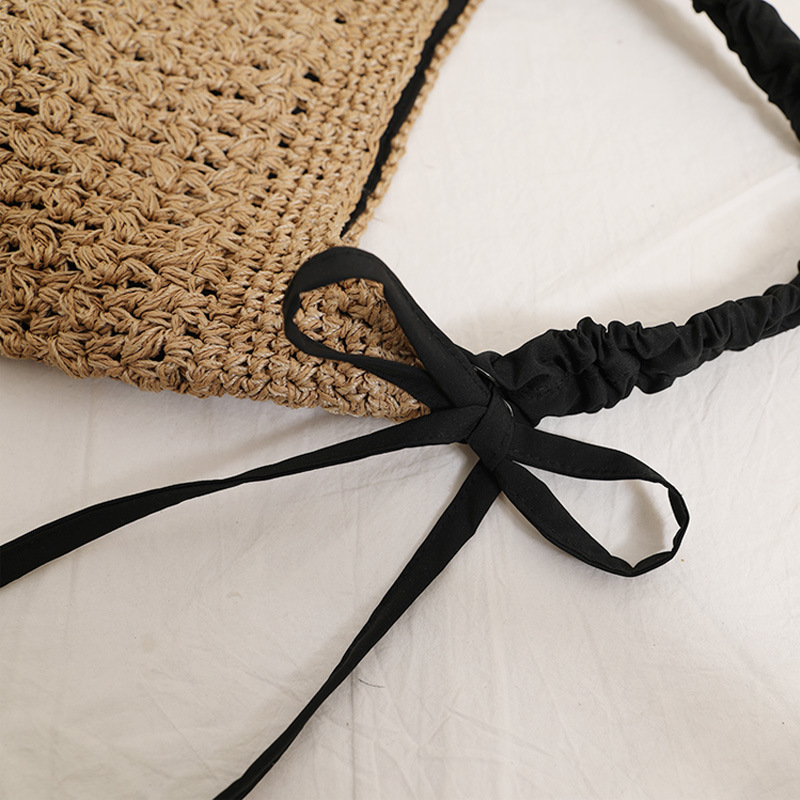 Fashion Large Capacity Shoulder Straw Bag New Hollow-Out Bow Knot Woven Bag For Women Beach Vacation - Thumbnail 4