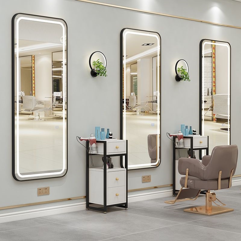 Barbería espejo de pared lujo ligero LED con lámpara de belleza espejo de luz de peluquería espejo
