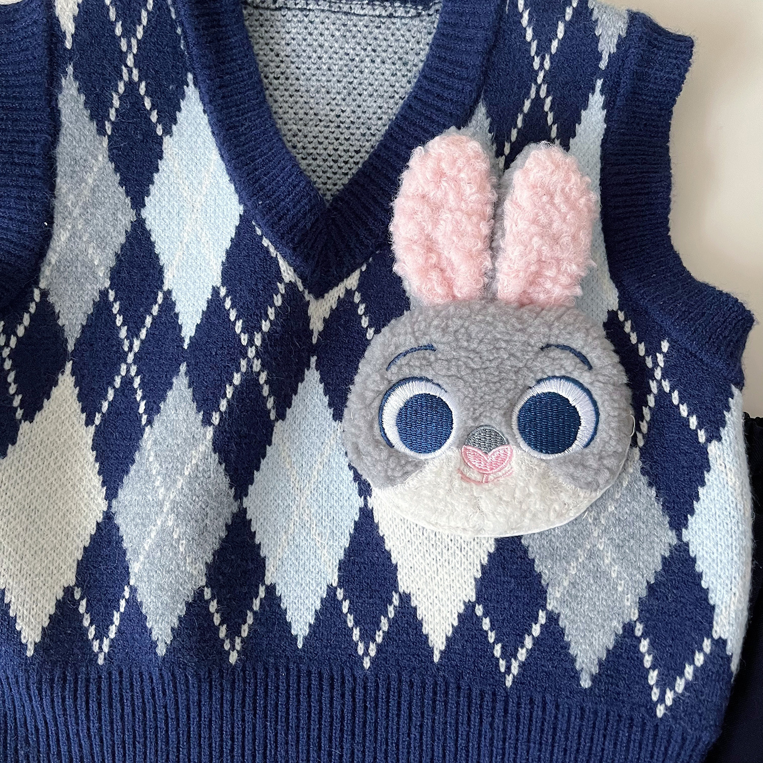 Mädchen Hasen Polizistin Jk Uniform Strickweste Rock Set_voghion.com