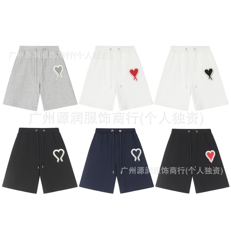 Heart Embroidery Five-Point Shorts with Large Heart Patch, Classic Style, 2025 New Model, Sports Casual Shorts, Celebrity Style Shorts Heart Embroidery Five-Point Shorts with Large Heart Patch, Classic Style, 2025 New Model, Sports Casual Shorts, Celebrity Style Shorts