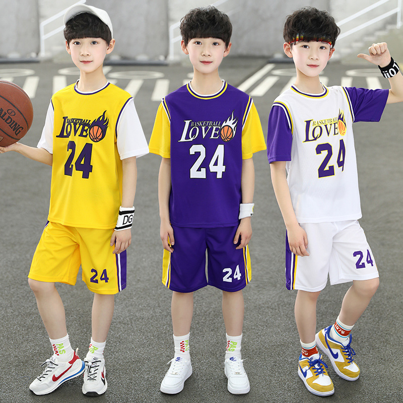 儿童篮球服短袖运动套装2022新款男孩速干衣服男童夏装24号篮球衣|ms