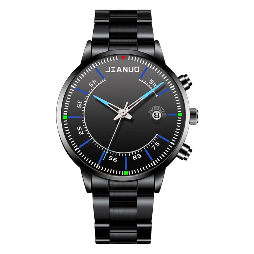 Reloj de correa de acero de negocios para hombres de comercio exterior Escala de moda con calendario reloj de cuarzo de aleación reloj de oro grande creativo de moda coreana