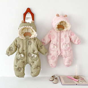 Dianxi Baby Jumpsuit down Jacket Winter Warm 90 White Duck down Newborn Baby Girl Princess Outing Clothing Rompers