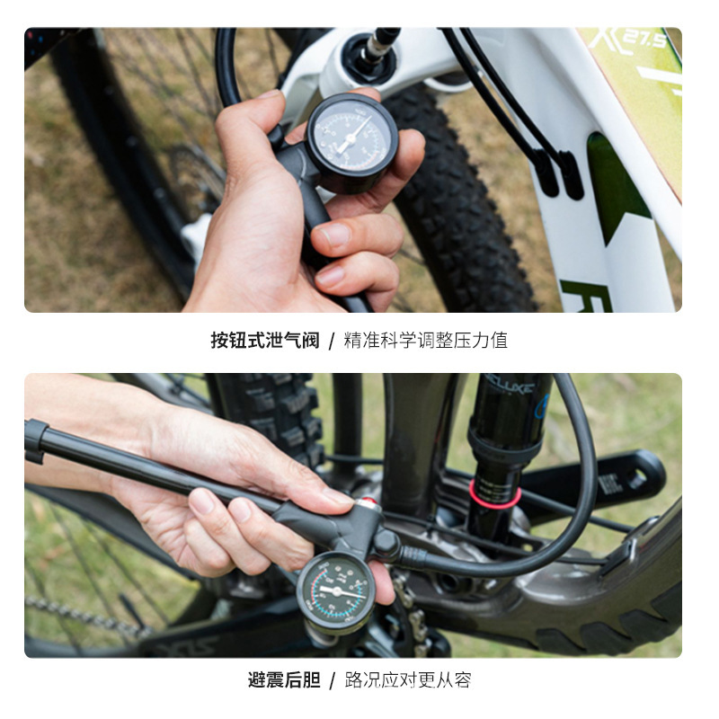 Bolany bicicleta inflador delantero tenedor amortiguador trasero liner neumático alta presión inflador belleza boquilla inflador 300psi