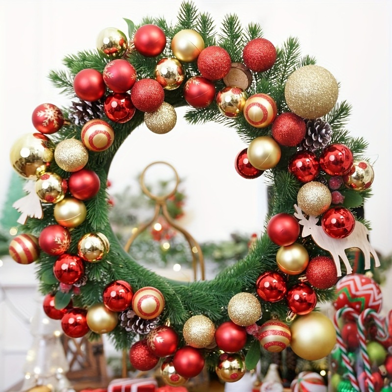 スポットクリスマス 4cm 50個 レッドゴールド塗装プラスチック電気メッキクリスマスボールセット クリスマスツリーのホリデー雰囲気|undefined
