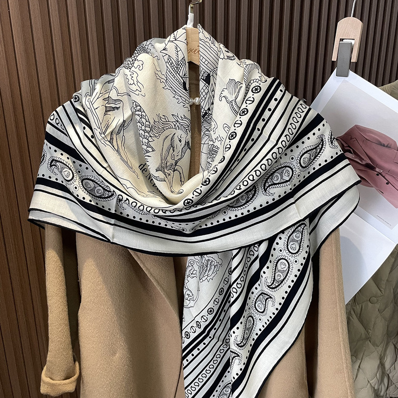 New silk wool scarf girls autumn and winter warm big shawl fashion Joker high sense scarf factory outlet New silk wool scarf girls autumn and winter warm big shawl fashion Joker high sense scarf factory outlet