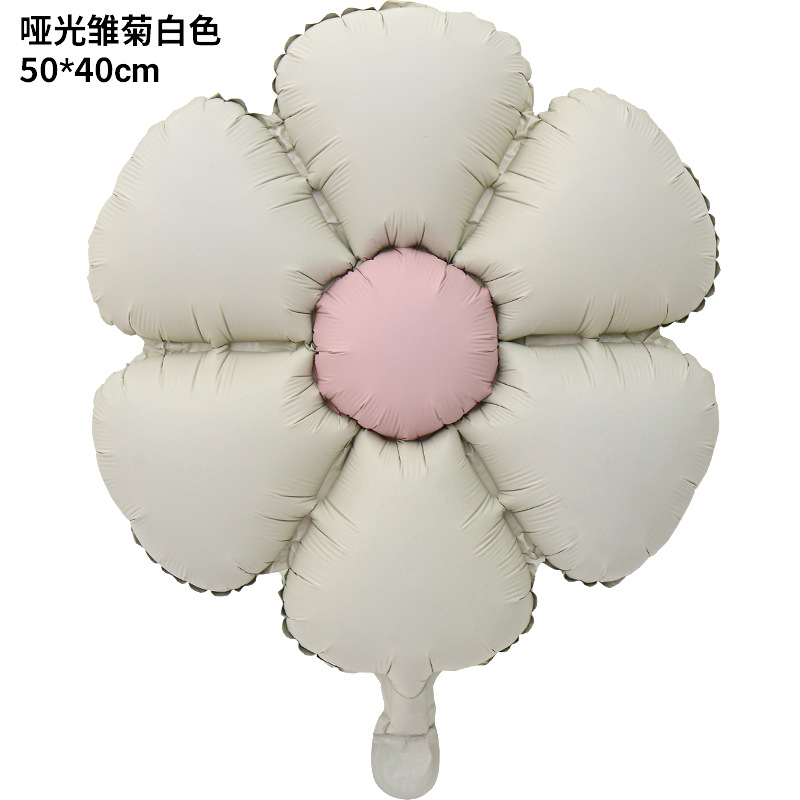 Globos de aluminio con diseño de margaritas blancas estilo Instagram, accesorios fotográficos mate, decoración de cumpleaños, girasoles, arreglo para el 1 de mayo y el 1 de junio.