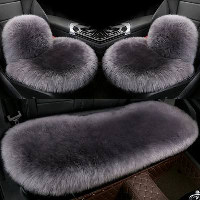 Wool pad: Fur Non-slip Integrated General - wool-integrated-pad-small-three-pieces-lumbar-support-gray
