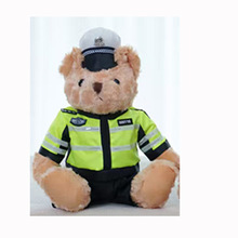 厂家批发网红警察小熊玩偶公仔制服铁骑交警礼盒毛绒玩具宣传活动