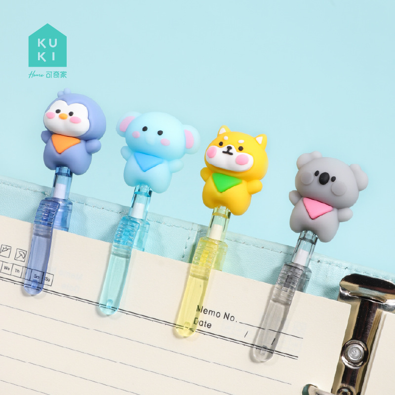 KUKI curioso bolígrafo doméstico negro de presión dinámica dibujos animados muñeca modelado creativo bolígrafo de firma bolígrafo de oficina estudiantil