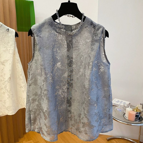 Women's 2025 New Luxury Linen Ramie Sleeveless Top with Lace and Embroidery, Stylish and Fashionable Tank Top