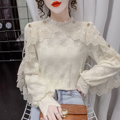 Retro temperament Wind court Shawl Lace shirt Autumn and winter new pattern Xian Qi Western style Easy Versatile Long sleeve jacket