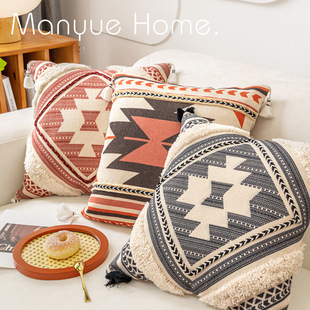 Foreign Trade Cross-border Ethnic Cotton and Linen Pillow Pillow Cover Living Room Sofa Hotel Folk Style Bohemian Pillow
