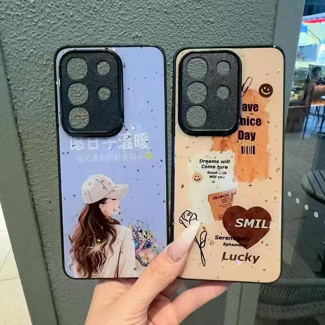 适用nova14 荣耀400pro 铂金滴胶卡通手机壳 P70网红精孔护眼套