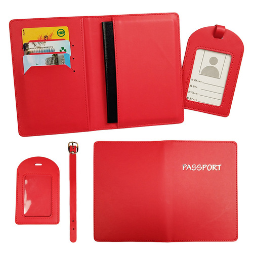 PU leather travel business gifts can be added with LOGO Passport cover Passport holder protective cover Luggage tag set